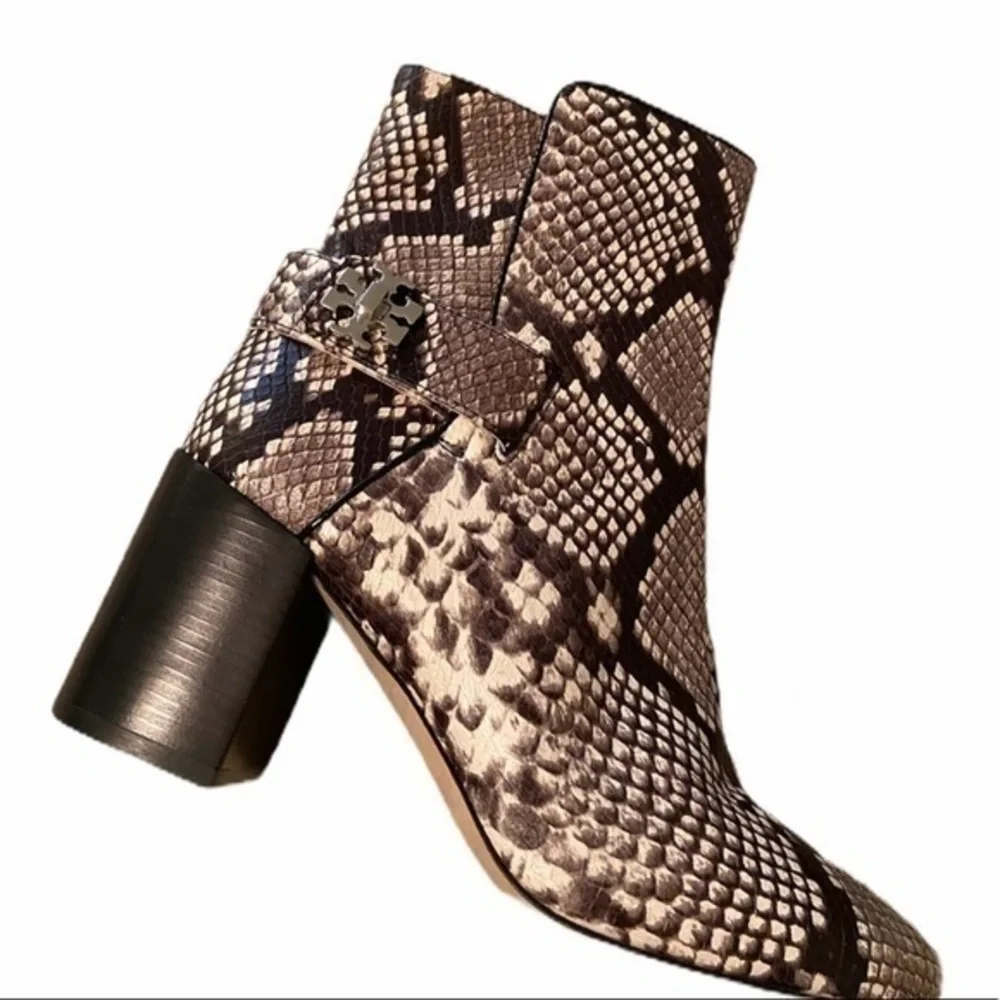 Tory‎ Burch Kira Snakeskin Exotic Print Embossed Luxe Leather Ankle Boots